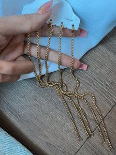 Venta Pack de cadenas para pulseras de acero dorado, modelo rolo cuadrada de 19 cm de largo, con mosquetón listas para usar. 