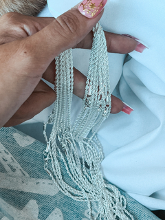 Pack de cadenas de acero blanco (acero quirúrgico con baño de plata y niquelado) modelo soga enrollada para collar, de 50 CM de largo. 
