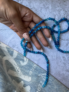 Tira de bolitas de ágata azul de 6 mm de diámetro. Venta online con envíos a todo el país