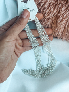 Pack de cadenas de acero blanco (acero quirúrgico con baño de plata y niquelado) modelo caracol para collar, de 50 CM de largo. 