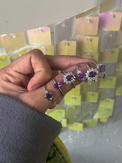 Anillo regulable amatista facetada niquelados - importados - comprar online