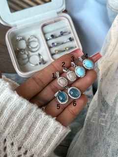 Dijes en plata 925 con strass.   Variantes: -Ópalos de Etiopía -Larimar -Aguamarina