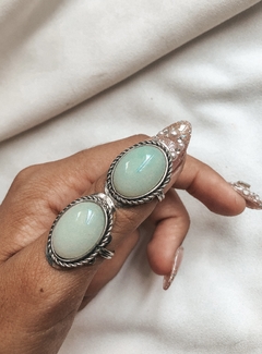 ANILLOS DE ALPACA CON PIEDRA LUMINOSA VERDE X3 U.
