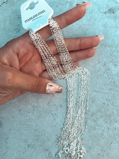 Pack de cadenas de acero blanco (acero quirúrgico con baño de plata y niquelado) modelo forcet de 45 y 50 CM para collar.