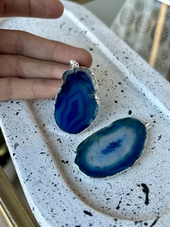 CHAPAS DE ÁGATA AZUL CON BAÑO ELECTROPLAY X2 U.