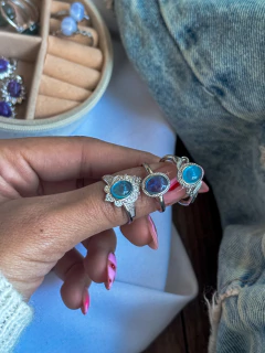 Anillo regulable Aguamarina niquelados - importados - comprar online