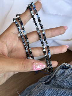 ÁGATAS COMBINADAS NEGRO Y AZUL FACETADAS 4 MM