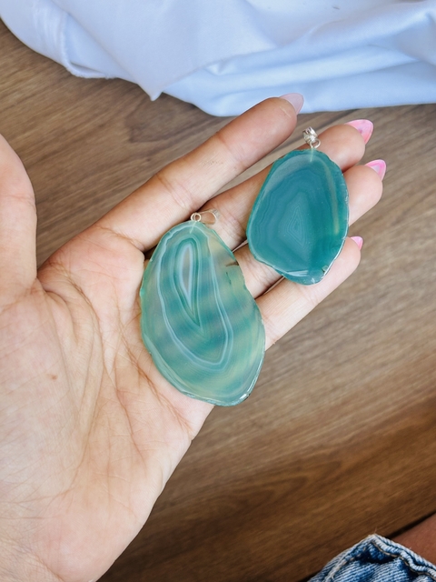 CHAPAS DE ÁGATA VERDE X2 U.