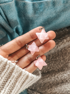 Dijes estreallas merkabá tetraédricas de piedra natural cuarzo rosa