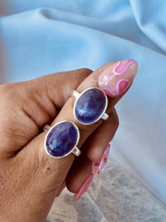 ANILLOS ÓVALO DE AMATISTA CON BAÑO DE PLATA X2 U. - comprar online