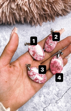 Dijes medallones de Thulita (zoisita rosa) Piedras Namaste