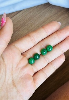 BOLITAS CON MEDIA PERFORACIÓN ÁGATA VERDE 6 MM X6 U. - comprar online