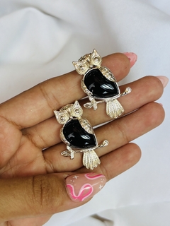 BÚHOS CON OBSIDIANA Y BAÑO DE PLATA MOD2 X2 U. - comprar online