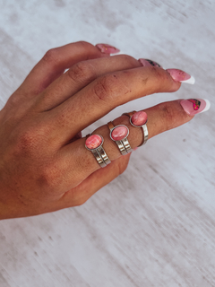 Anillos de alpaca con piedra natural Rodocrosita.