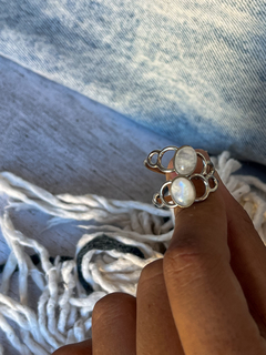 Anillos estilo hindú, de alpaca con piedra de la luna - adularia arcoíris.