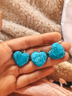 Dijes de piedra Turquesa en forma de corazón 