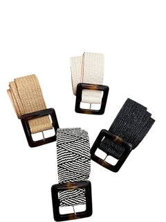 Cinto rafia ancho hebilla Carey - comprar online