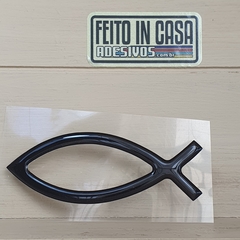 Adesivo Resinado Peixe Cristão Preto