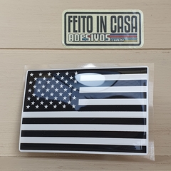 Adesivo Resinado Bandeira Estados Unidos EUA Preto e Branco
