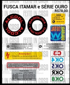 Kit Adesivos de Fábrica Fusca Itamar 1994 1995 1996 Série Ouro