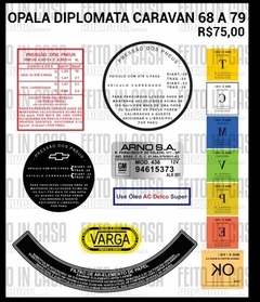 Kit Adesivos Opala Diplomata Caravan 1968 1969 1970 1971 1972 1973 1974 1975 1976 1977 1978 1979