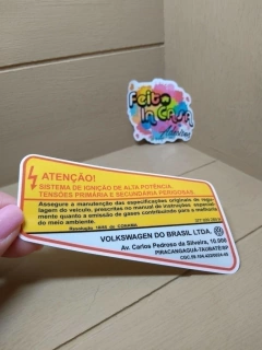Adesivo Atenção Sistema de Ignição Volkswagen Gol Golf Parati Saveiro