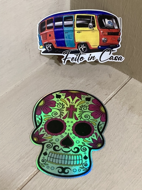 Adesivo Holográfico Caveira Mexicana