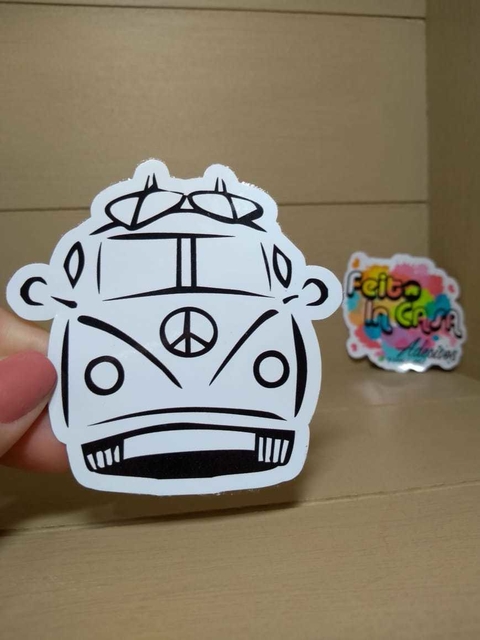 Adesivo Kombi Surf Preta e Branco