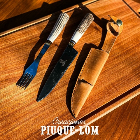 Juego de cuchillo y tenedor de 16 cm con asta de ciervo - comprar online