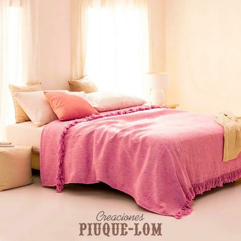 Manta de Lana y Algodón Fucsia - Queen y Plaza 1 ½