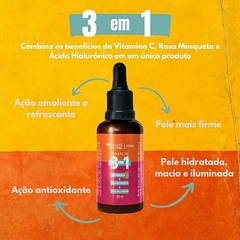SÉRUM FACIAL 3 EM 1 VITAMINA C + ROSA MOSQUETA + ACIDO HIALURÔNICO MAX LOVE - comprar online