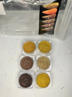 Kit Glitter Fino 6 Cores - Tons Dourado