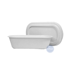 Bandejas Biodegradables Bagazo De Caña N°105 Oval C/tapa x 50 u.