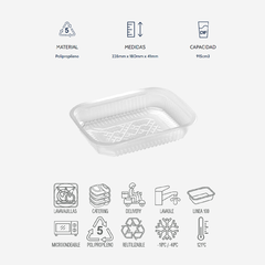 Bandeja Para Delivery 105 Rect. Pe Microondas - comprar online
