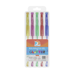 Lapicera Boligrafo Birome Gel Con Glitter Colores Pack X 5u
