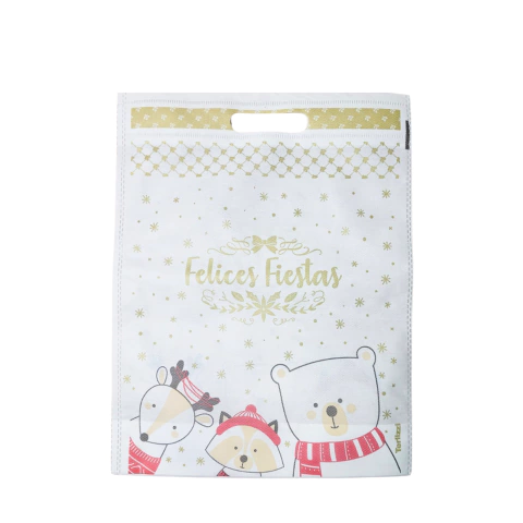 Bolsa Riñon De Friselina Diseño Navidad 30x40 cm.