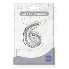Globos Metalizados Números Plateados 32" X U. Helio - Umpapel Distribuidora