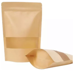 Bolsa Doypack Kraft Marron Con Ventana Y Cierre 18x26cm