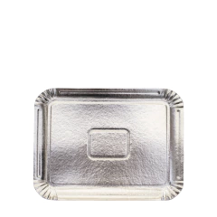 Bandeja Plateada De Carton n°3 26x18 cm.