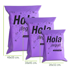 50 Bolsas Ecommerce 20x32 Cm. Para Envios Logo Hola ¡llegue! - Umpapel Distribuidora