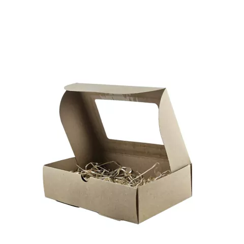 Caja Packaging Kraft Con Ventana 20x14x5,5 Cm.