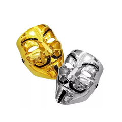 Mascara Anonymous Vendetta Metalizada Oro Plata