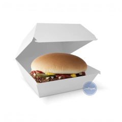 Estuche Carton Clamshell Blanco Hamburguesas Mega 16x14x8 cm.