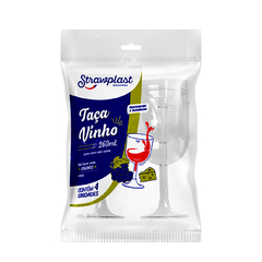 Copa Vino Cristal Descartable 260ml Strawplast X 4 Unidades en internet