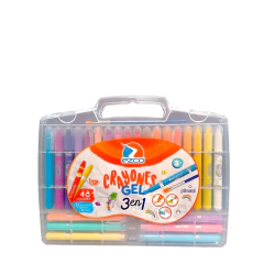 Crayones Gel Ezco 3 En 1 En Valija X 48 Colores + Pincel Col