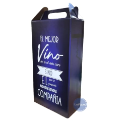 Caja Estuche Maletin Dos Botellas De Vino Estampadas X 10u. - comprar online