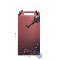 Imagen de Caja Estuche Maletin Dos Botellas De Vino Estampadas X 10u.
