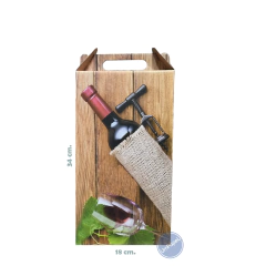 Caja Estuche Maletin Dos Botellas De Vino Estampadas X 10u. - Umpapel Distribuidora