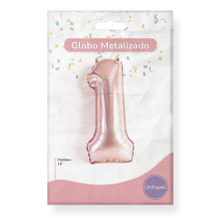 Globo Numero Metalizado Rose Gold 16 Pulgadas Apto Helio - Umpapel Distribuidora