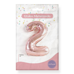 Globo Numero Metalizado Rose Gold 16 Pulgadas Apto Helio en internet